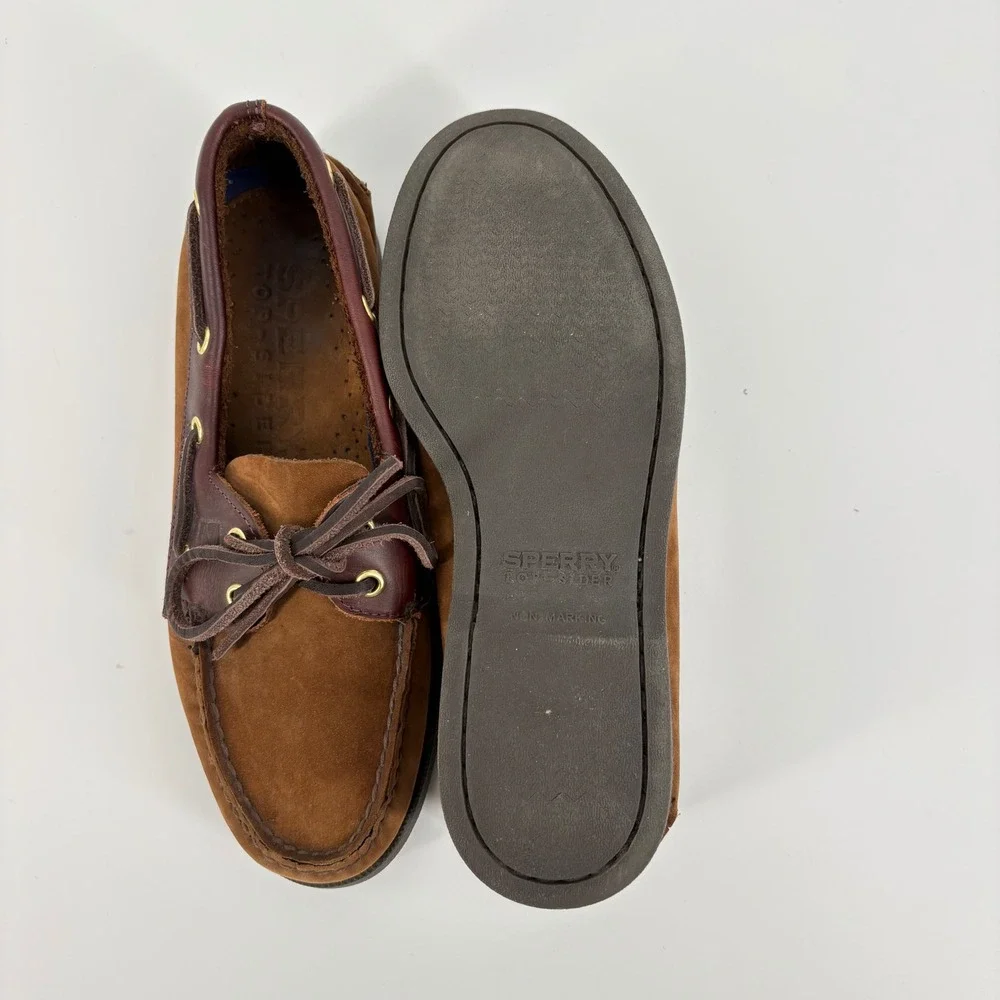 Sperry Top-Sider Boat Shoes Mens Brown Suede Leather Authentic Original Loafers
